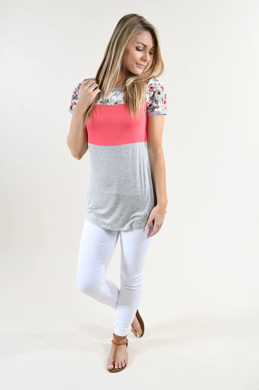Too Cute to Handle Top ~ Coral