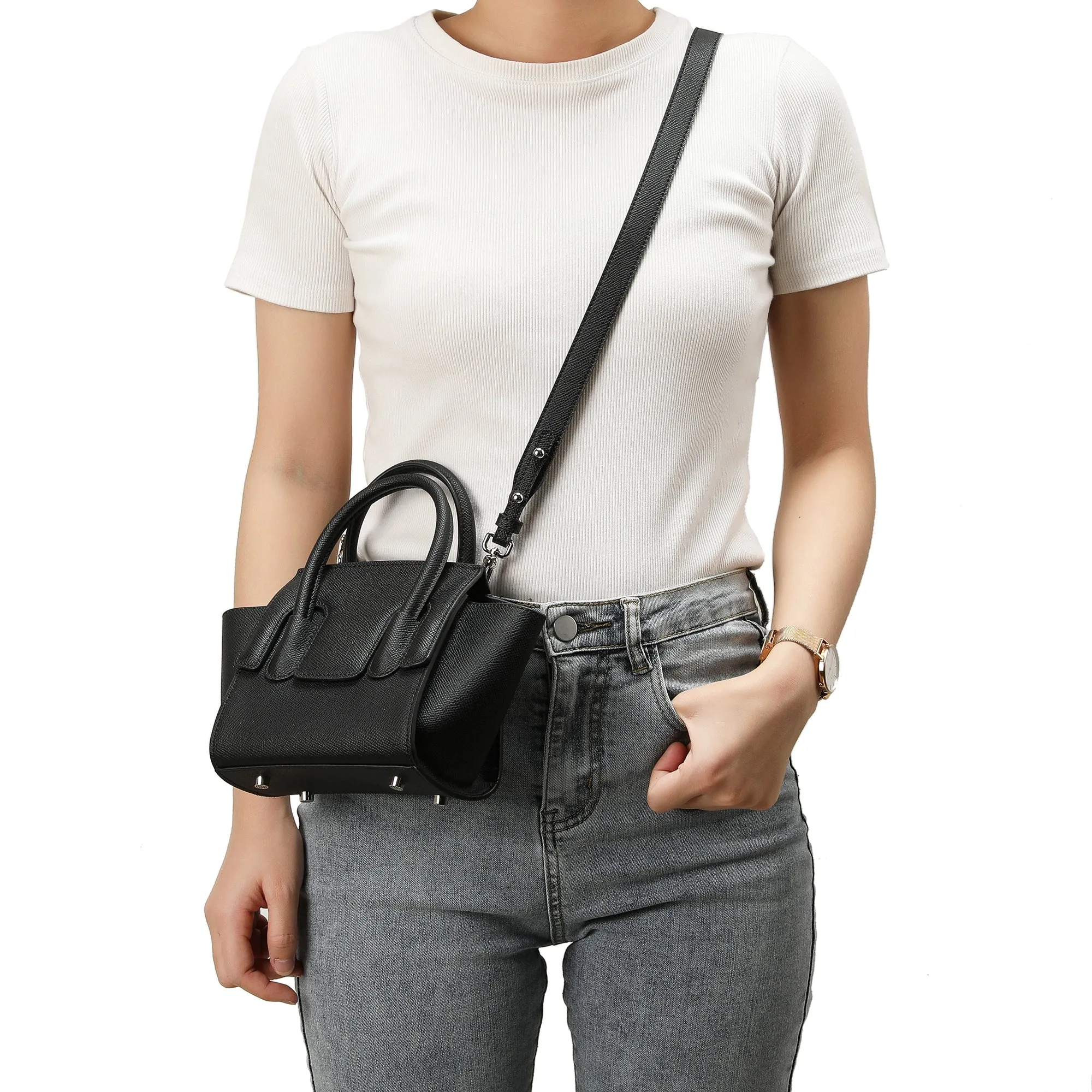 Top-handle Full-grain Leather Bag