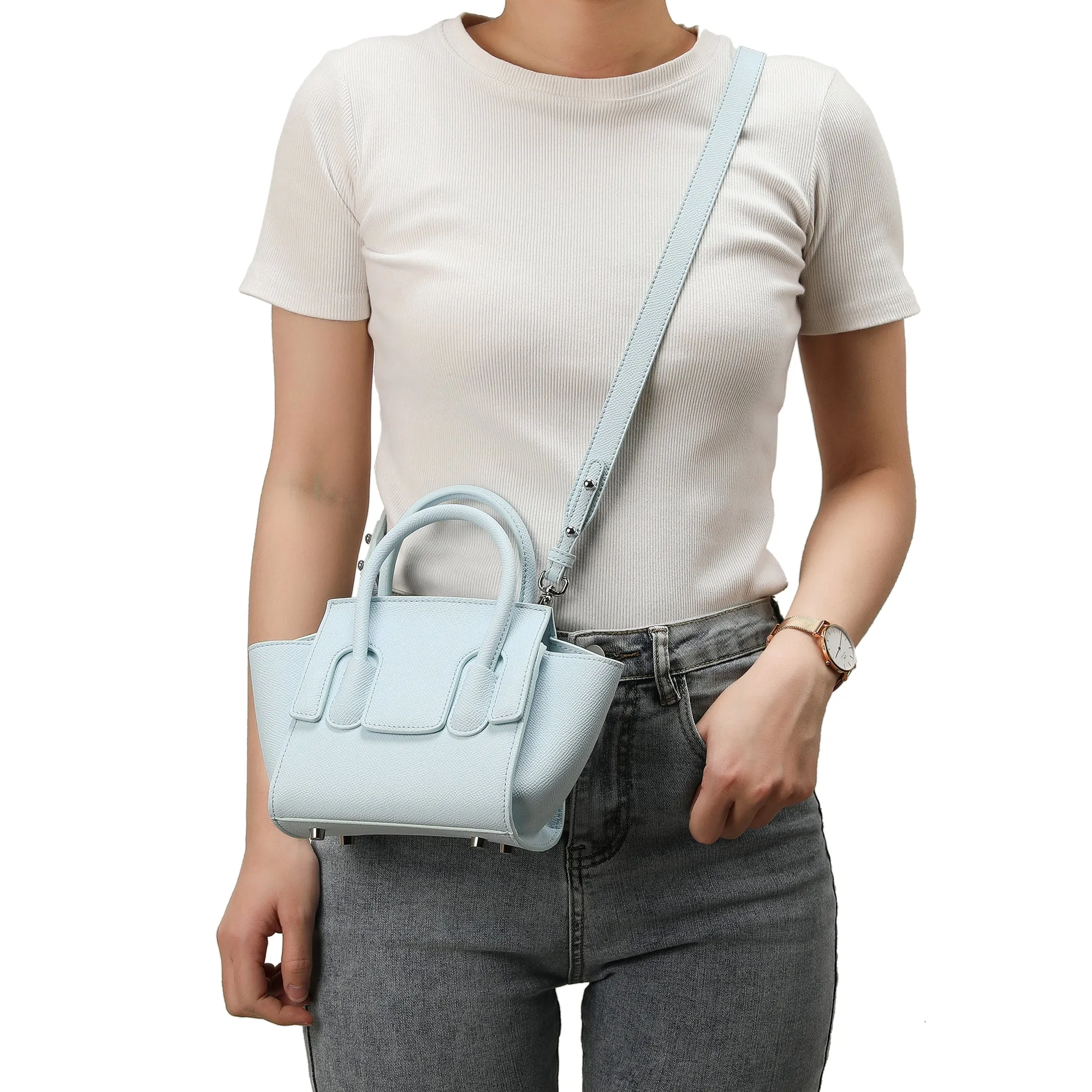 Top-handle Full-grain Leather Bag