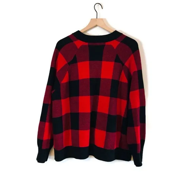 Torrid Red Black Buffalo Plaid Zip Up Cardigan Bomber Sweater Jacket size 2X 20