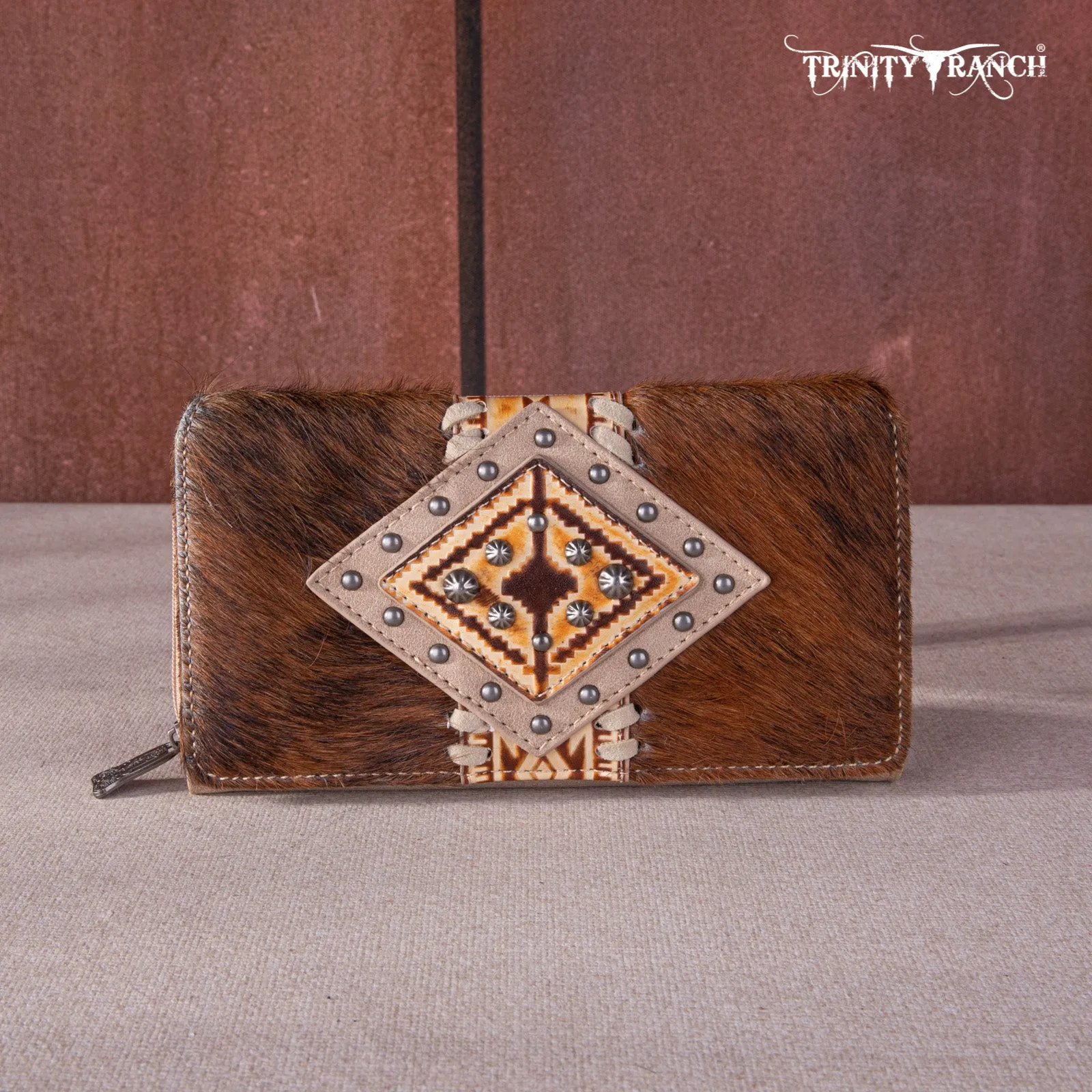 TR146-W010 Trinity Ranch Hair-On Cowhide Wallet
