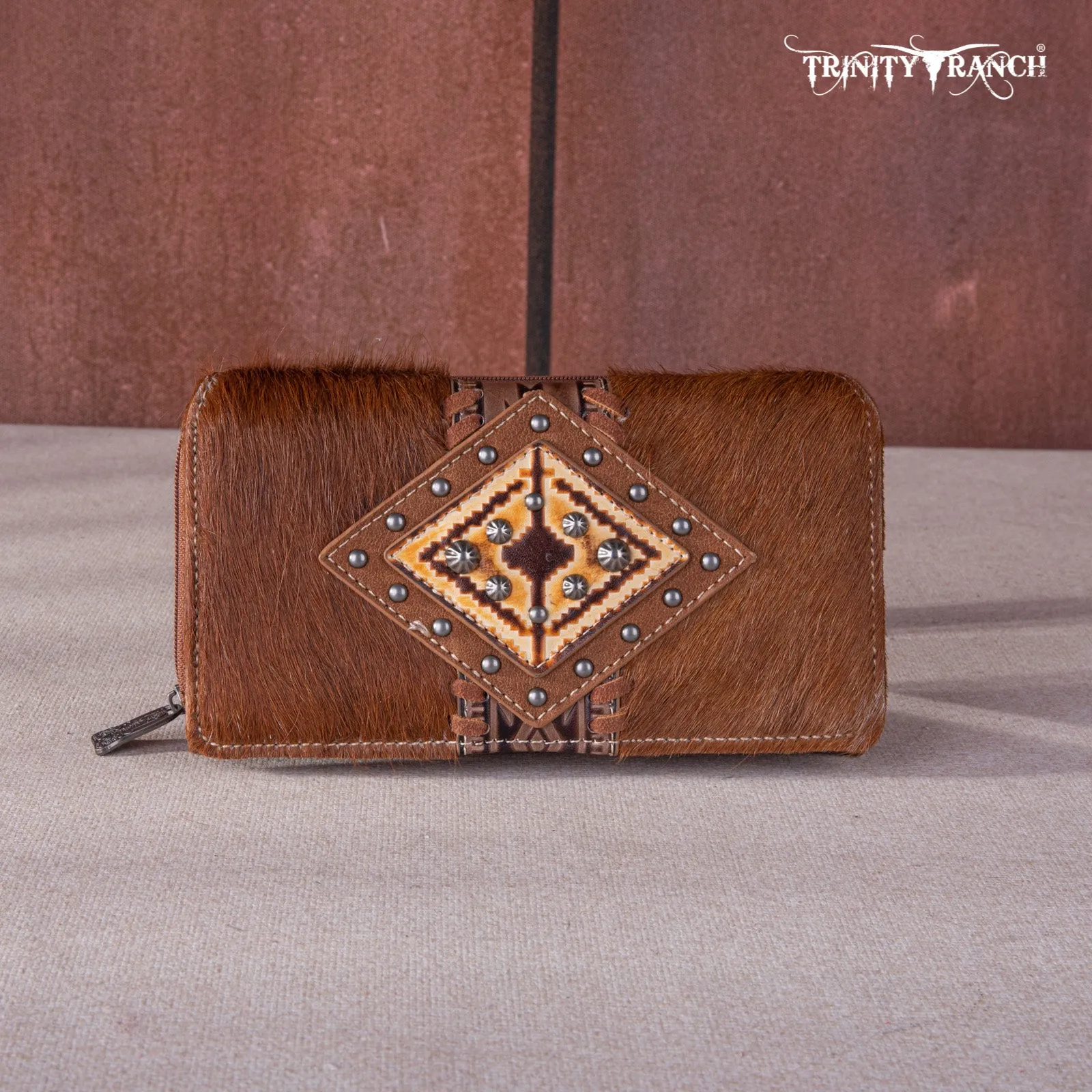 TR146-W010 Trinity Ranch Hair-On Cowhide Wallet