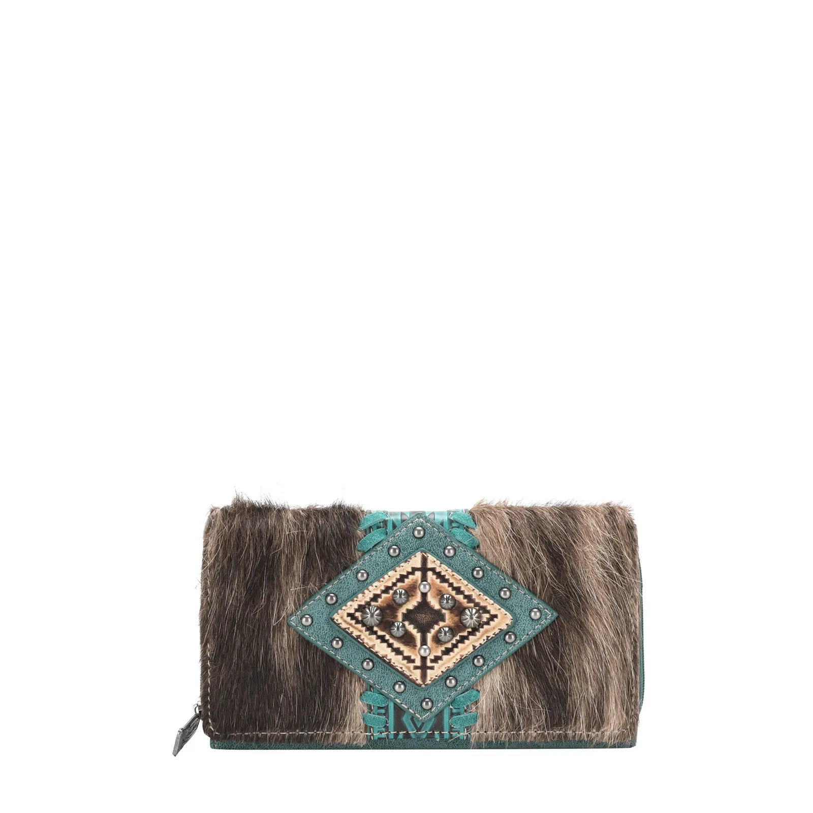 TR146-W010 Trinity Ranch Hair-On Cowhide Wallet