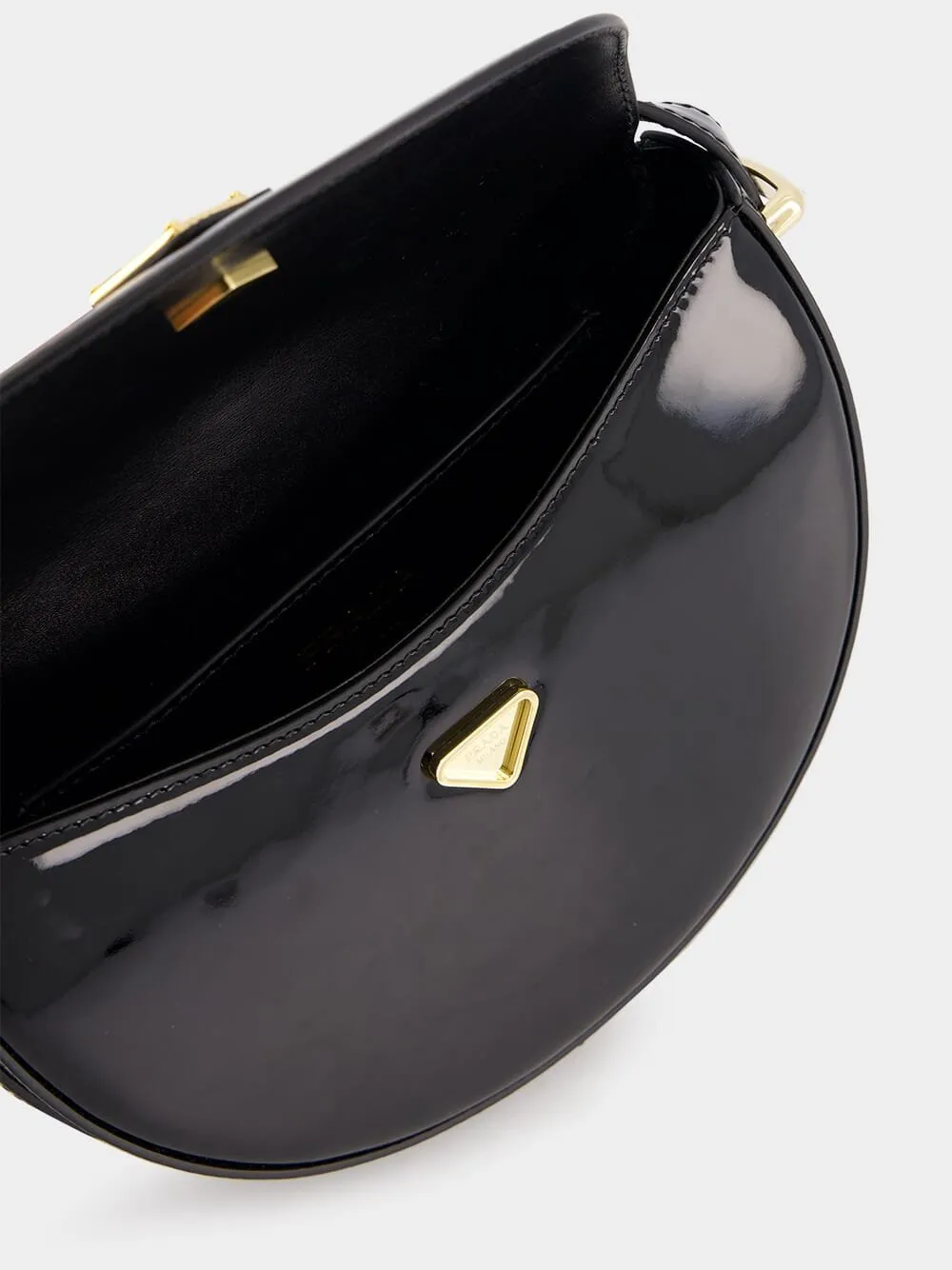 Triangle-Logo Patent Leather Bag