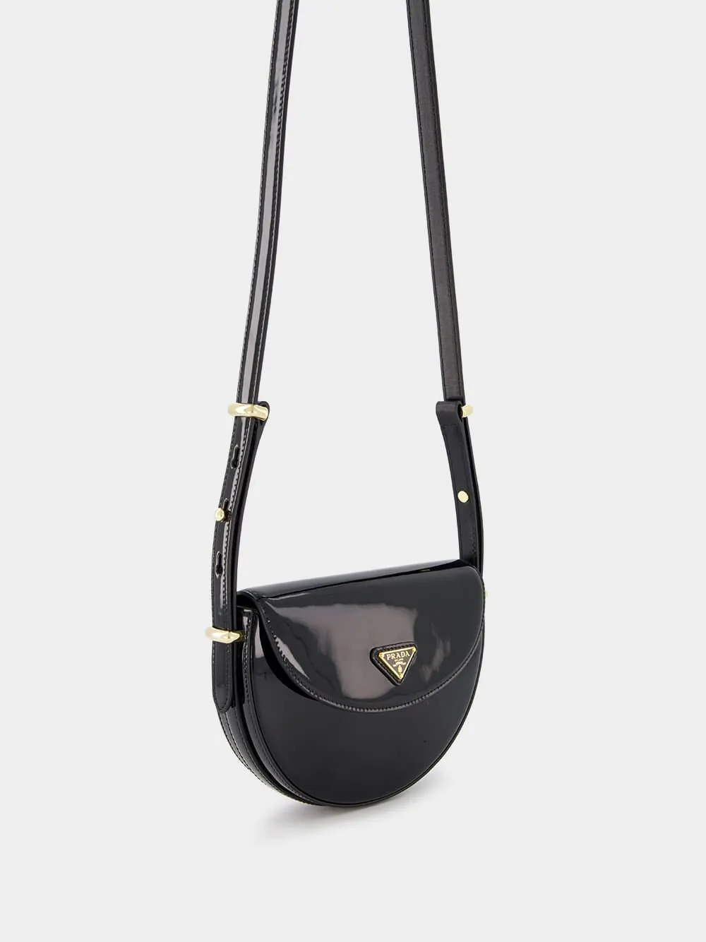 Triangle-Logo Patent Leather Bag
