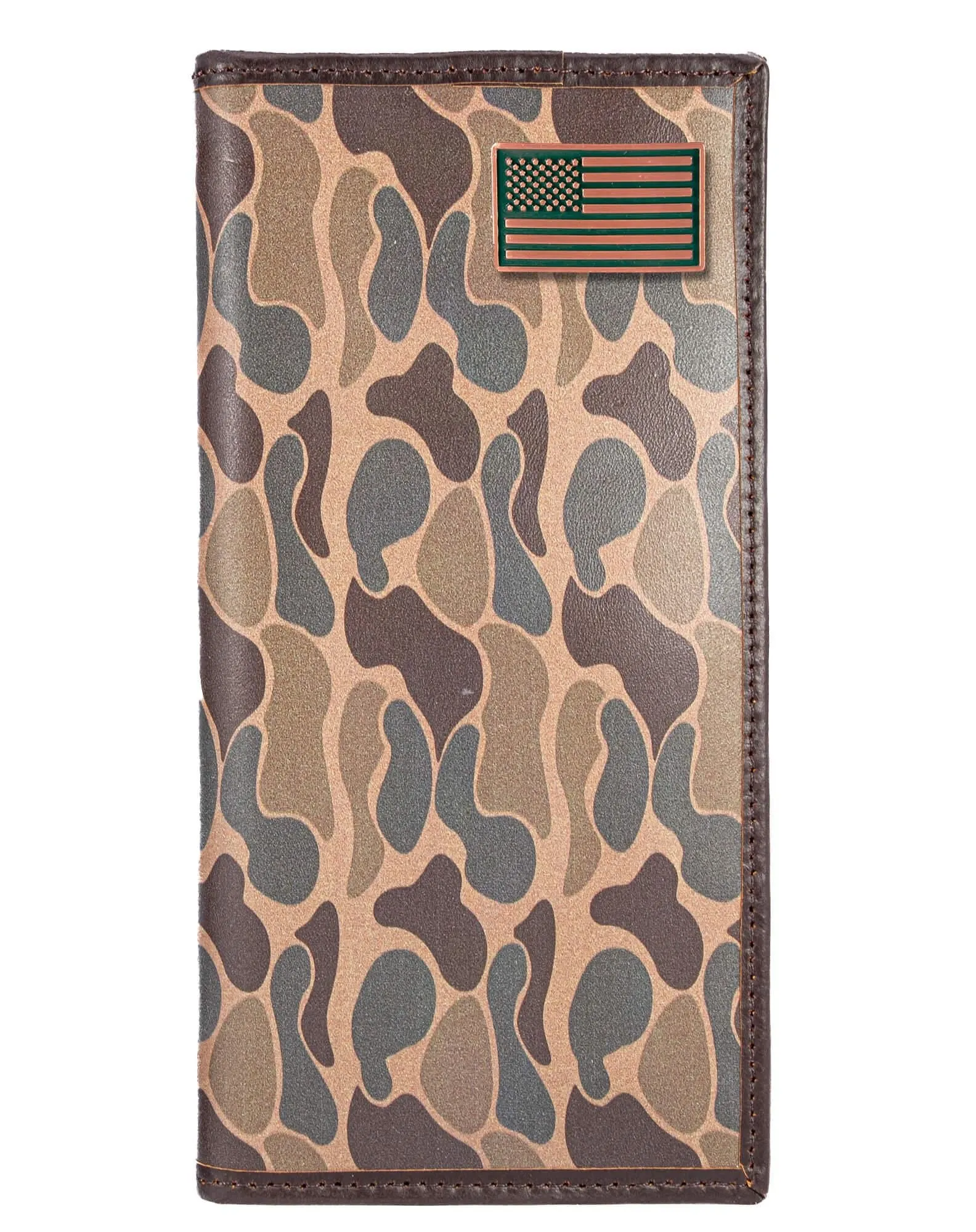 USA Flag Men's Secretary Old School Camo Leather Wallet.