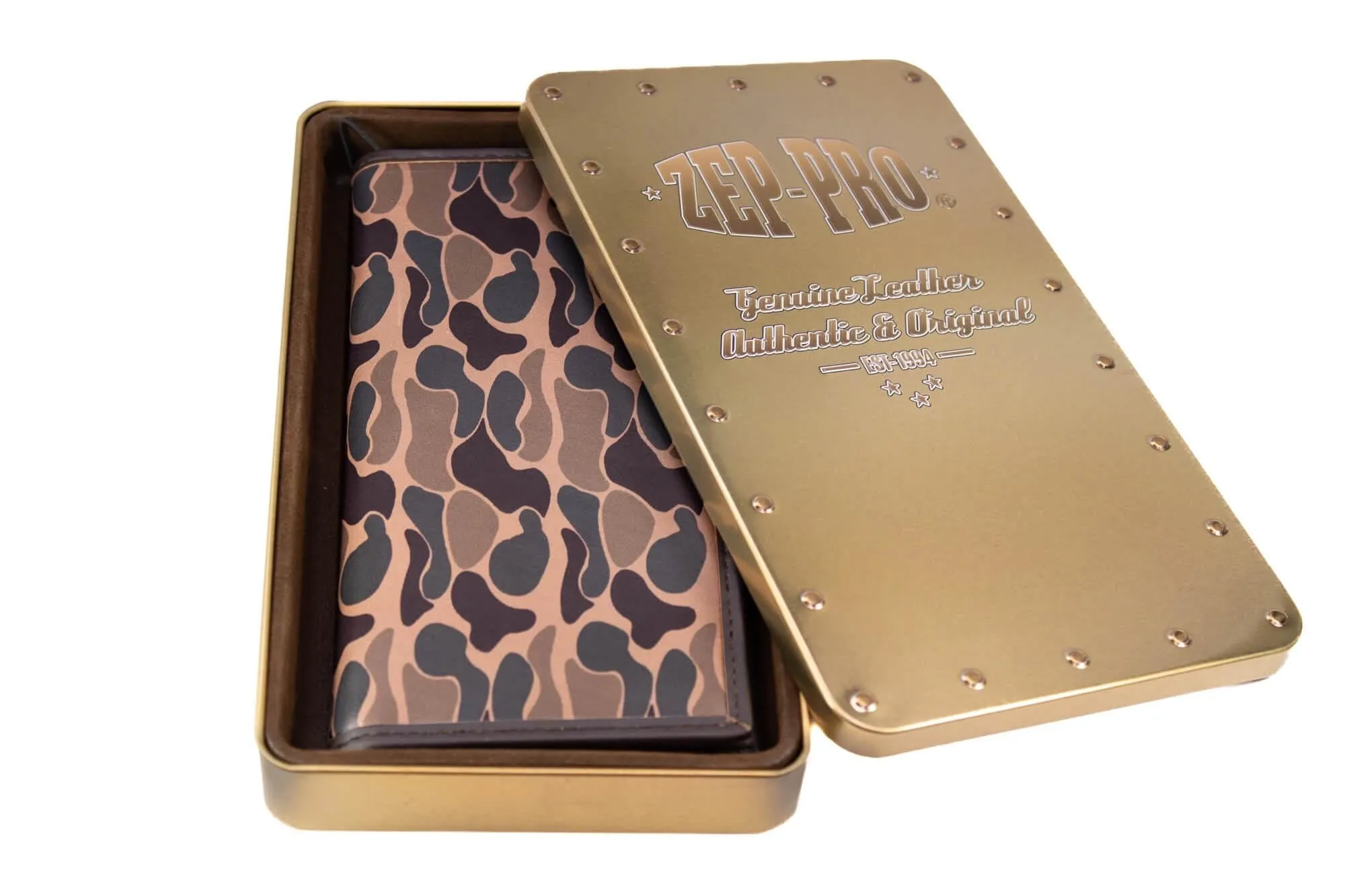 USA Flag Men's Secretary Old School Camo Leather Wallet.
