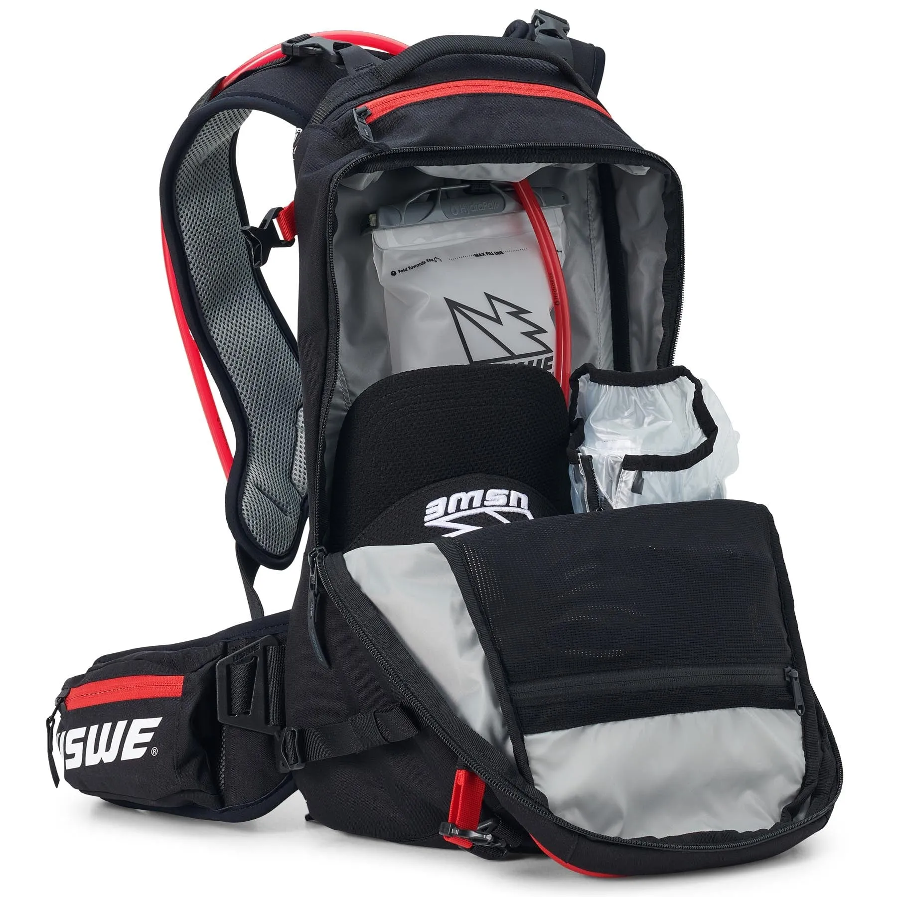 USWE Core 16L Hydration Compatible Off-Road Backpack - Black/Red