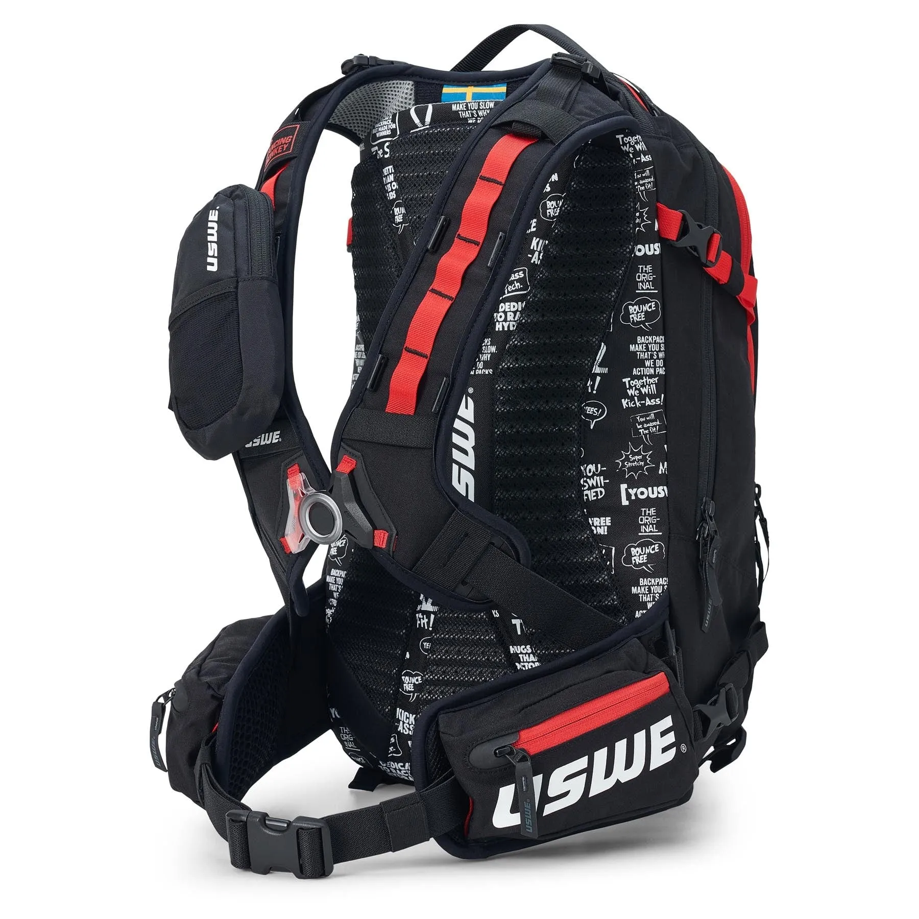 USWE Core 16L Hydration Compatible Off-Road Backpack - Black/Red