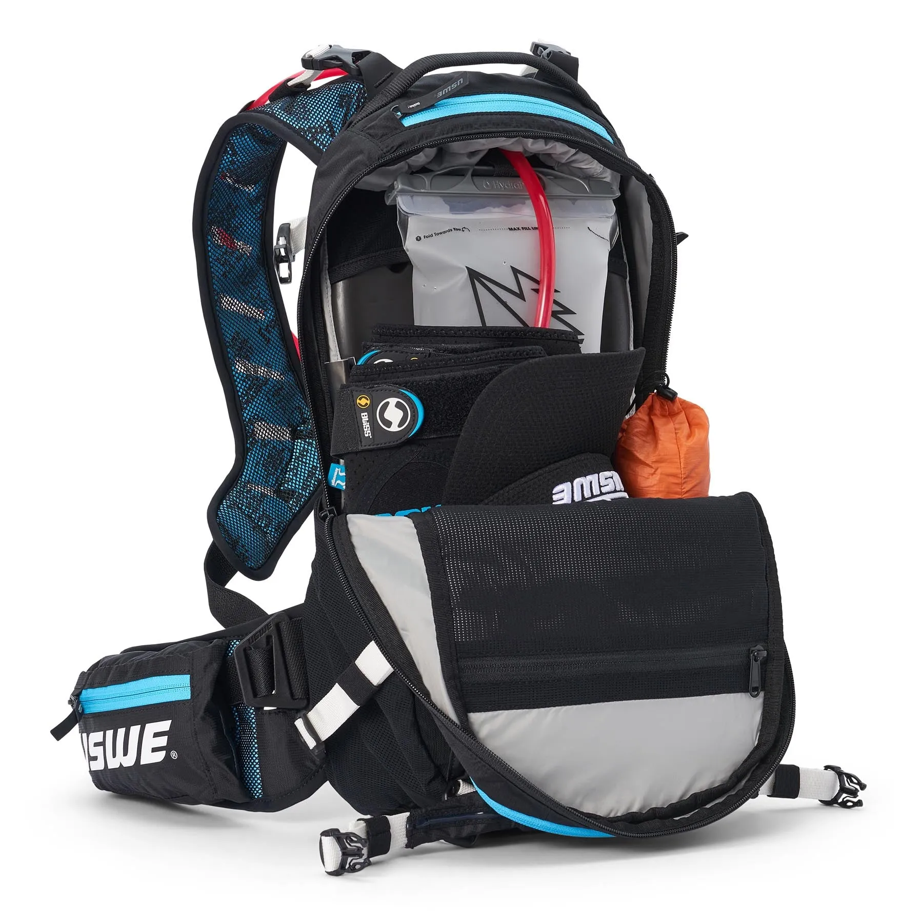 USWE Flow 16L Hydration Compatible MTB Protector Pack - Black/Blue