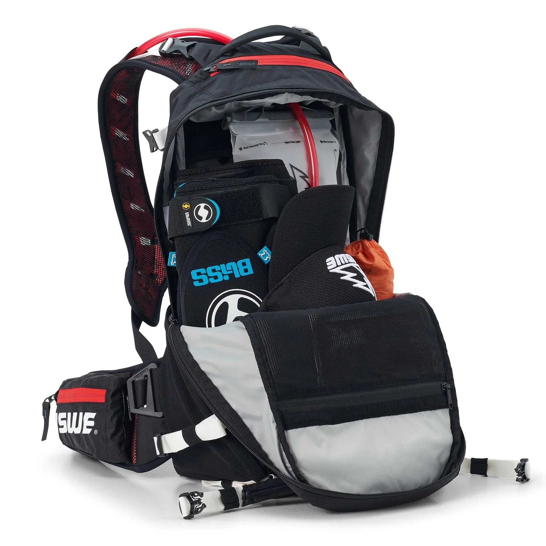 USWE Flow 16L Hydration Compatible MTB Protector Pack - Black/Red