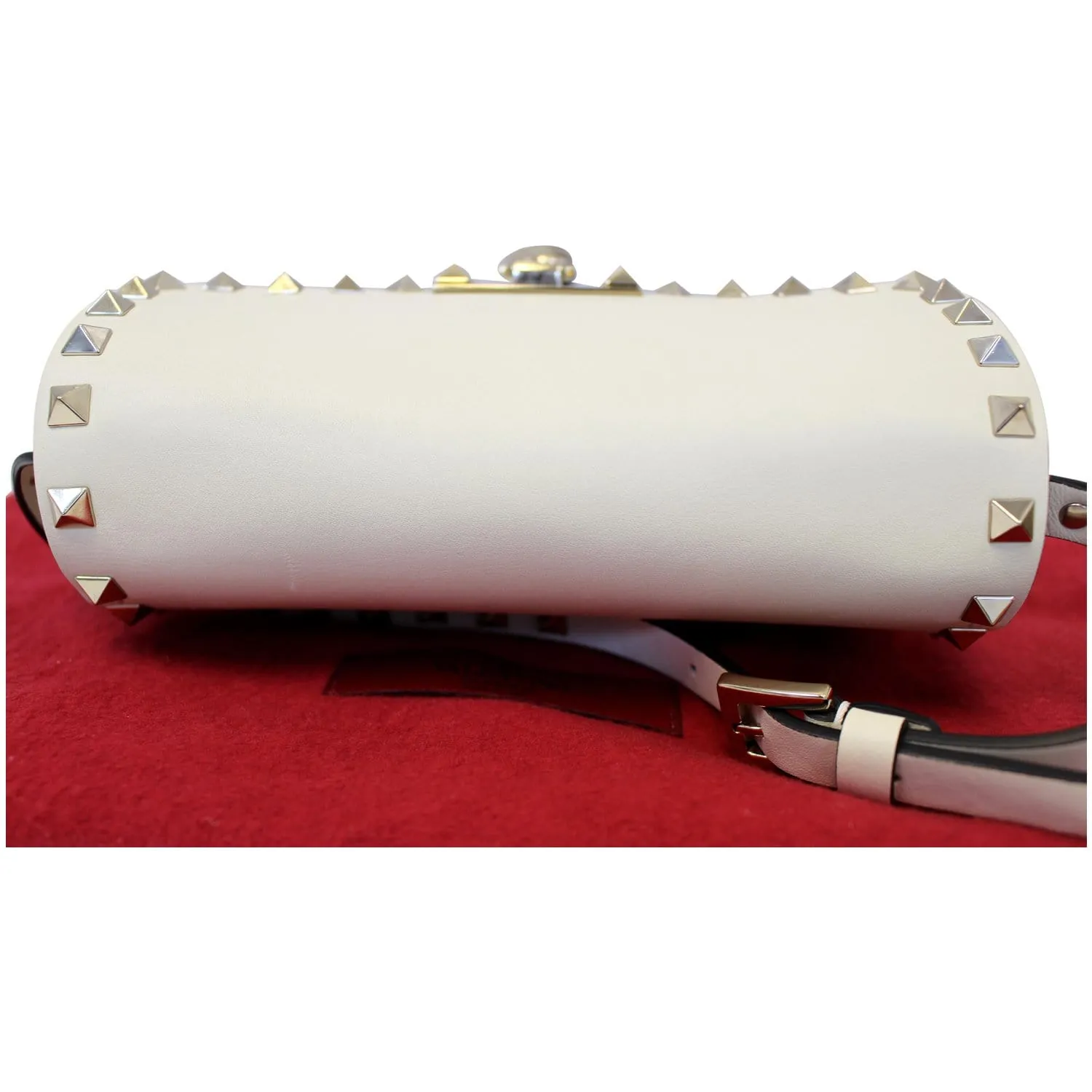 Valentino Rockstud Mini Flap Leather Crossbody Bag Ivory
