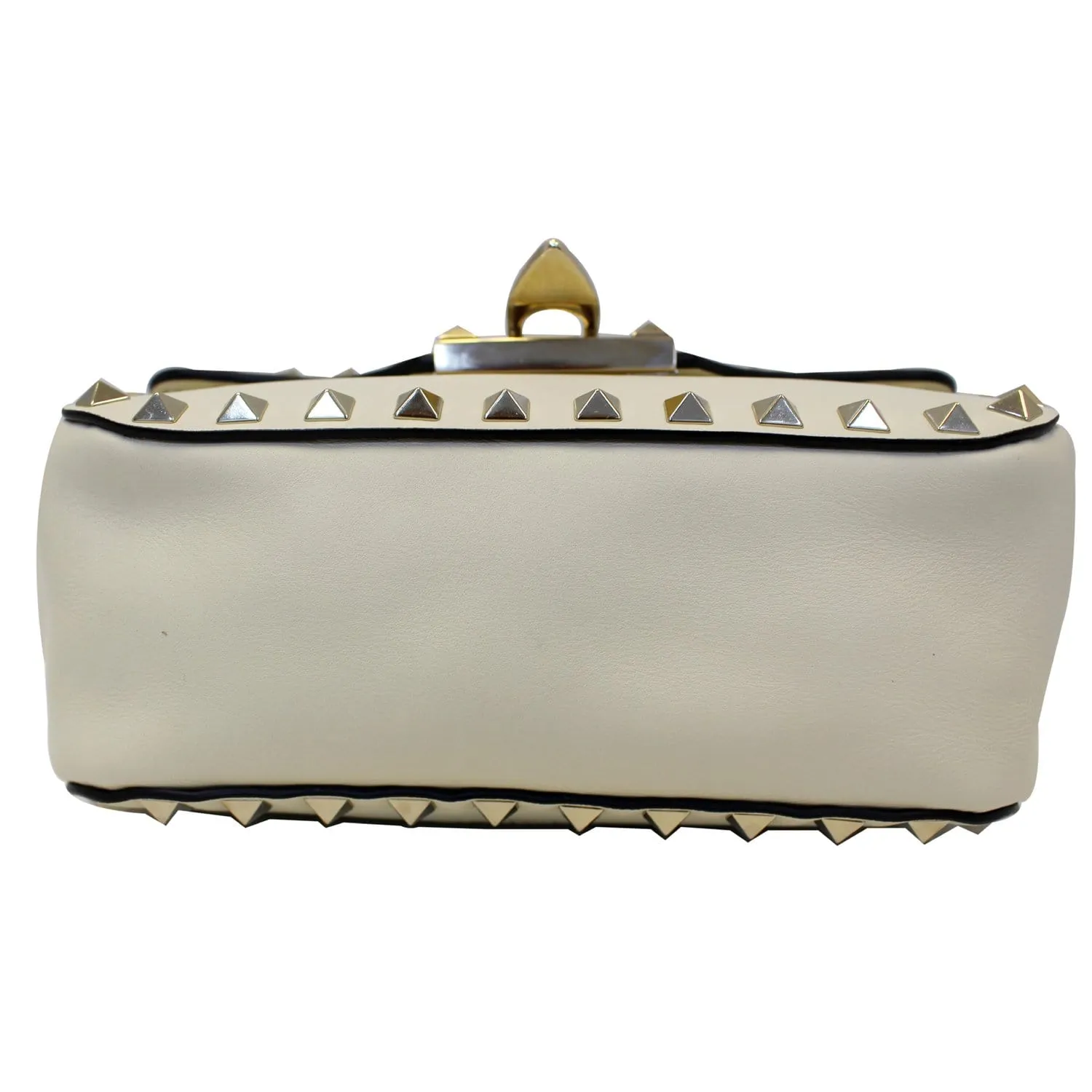 Valentino Rockstud Mini Flap Leather Crossbody Bag Ivory