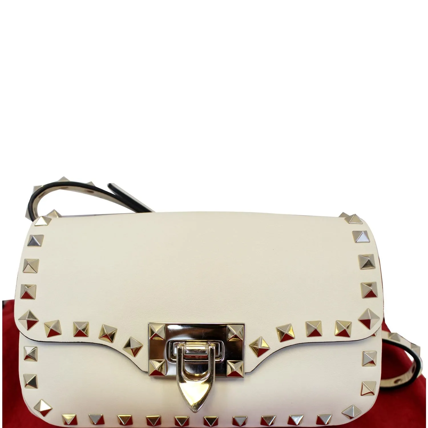 Valentino Rockstud Mini Flap Leather Crossbody Bag Ivory