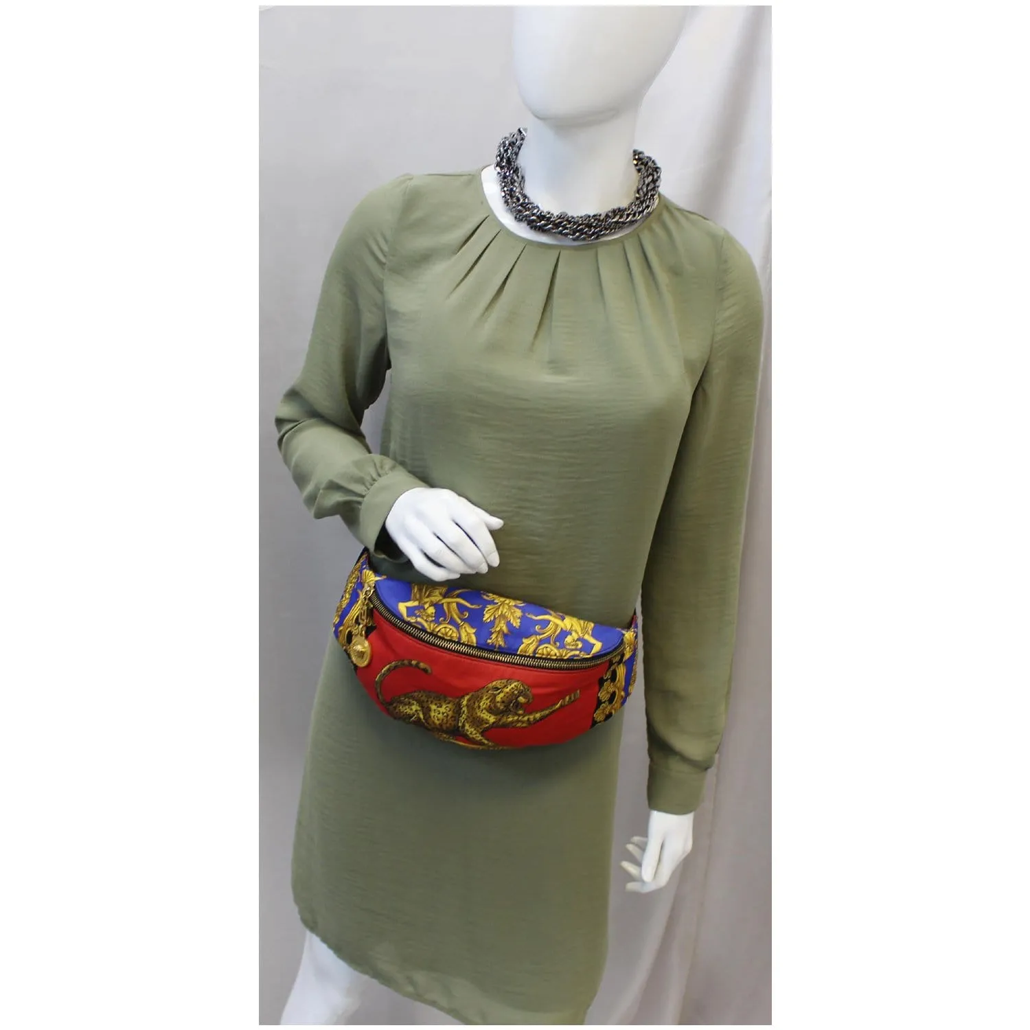 VERSACE Baroque and Leopard-Print Satin Belt Bag Multicolor