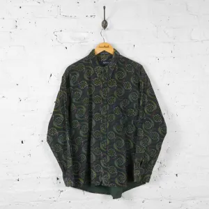 Vintage Floral Corduroy Shirt - Green - L