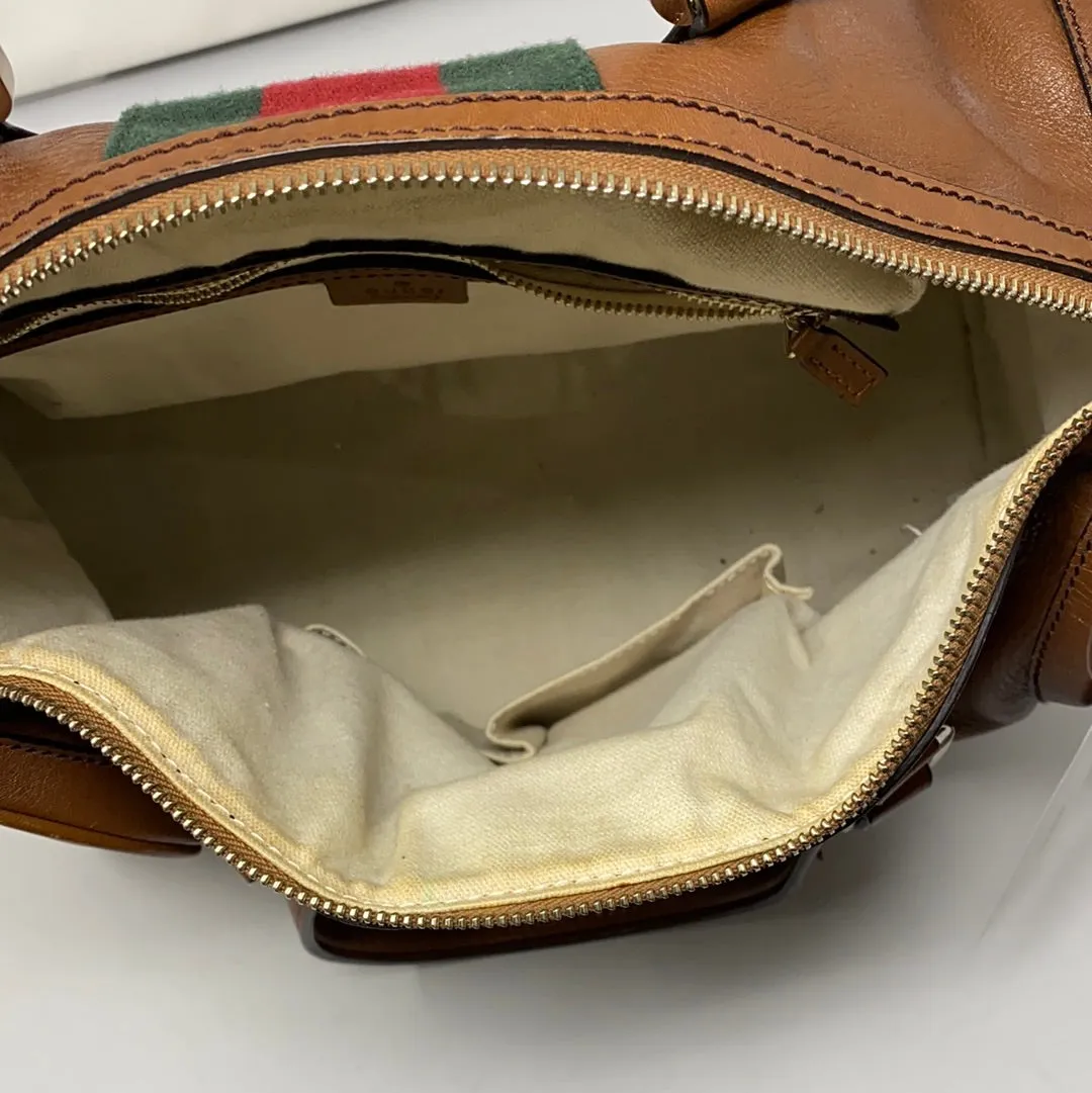 Vintage: Gucci Brown Leather Boston Bag Top Handle