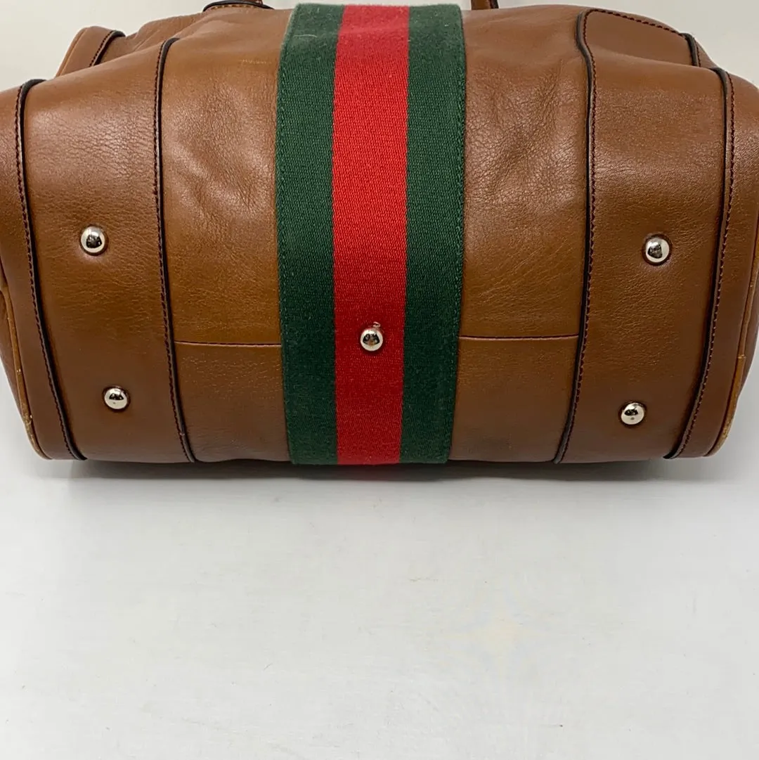 Vintage: Gucci Brown Leather Boston Bag Top Handle