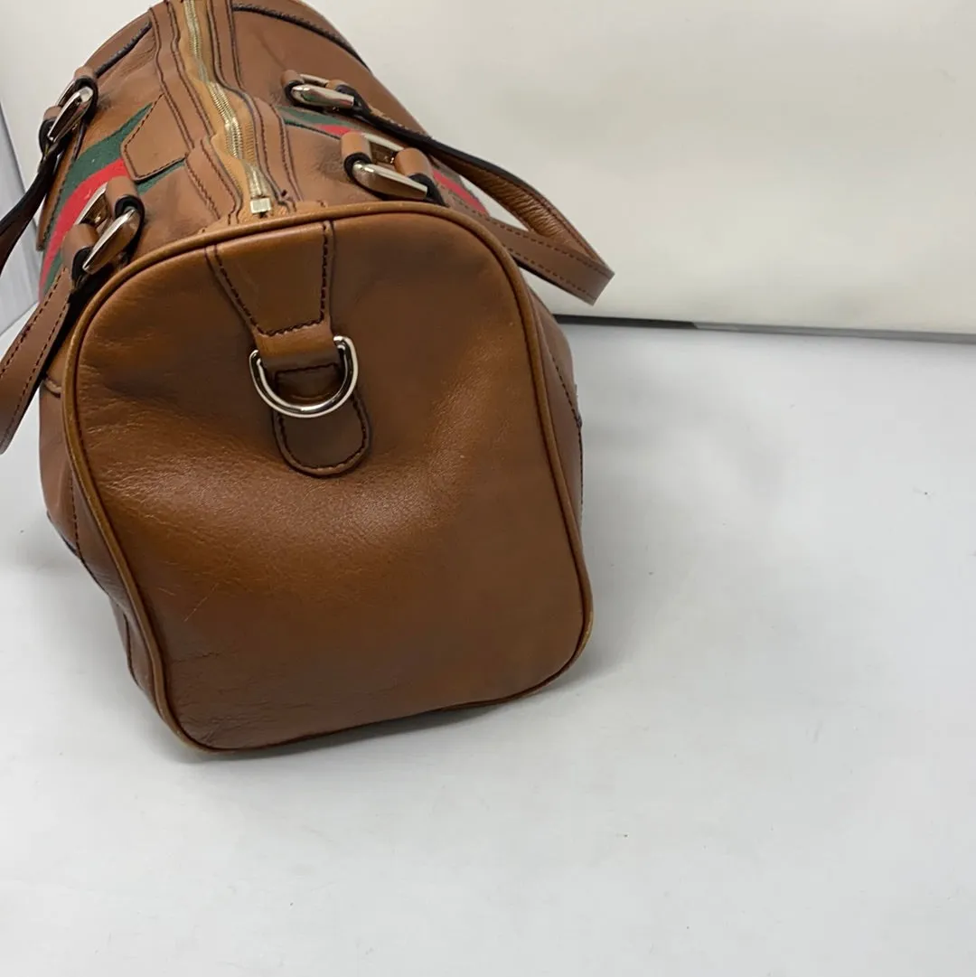 Vintage: Gucci Brown Leather Boston Bag Top Handle