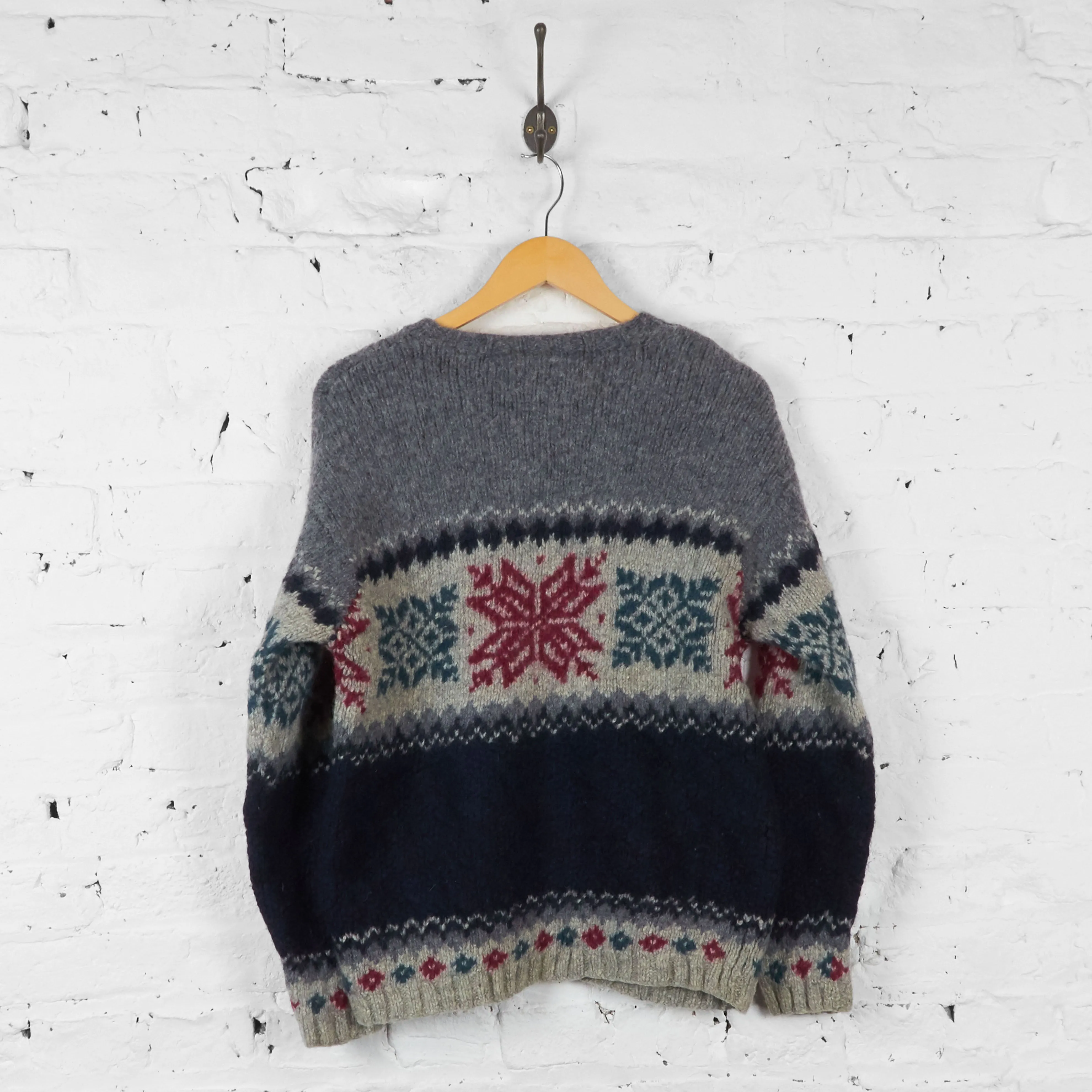 Vintage Timberland Handknit Patterned Jumper - Grey - M