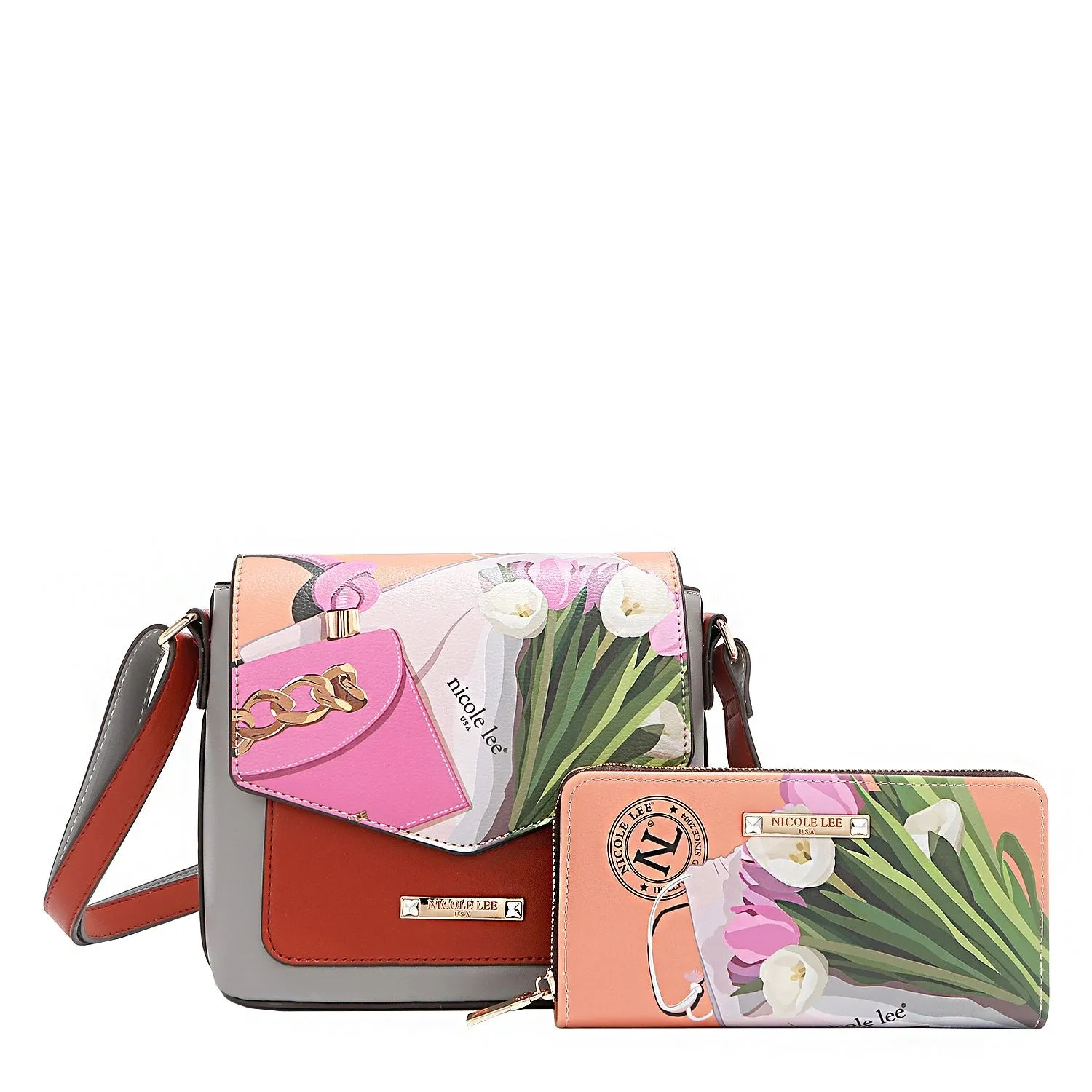 VIOLET BLOSSOM 3 PIECE SET (Backpack, Crossbody, Wallet)