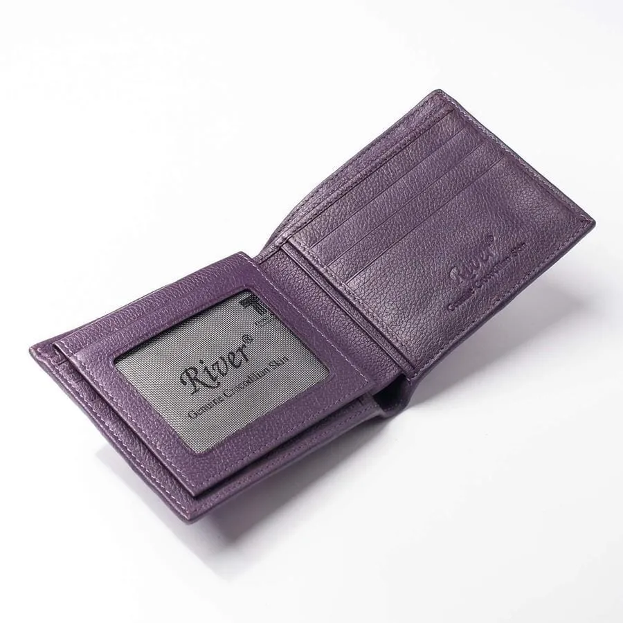 Violet Genuine Crocodile Alligator Hornback Leather Wallet