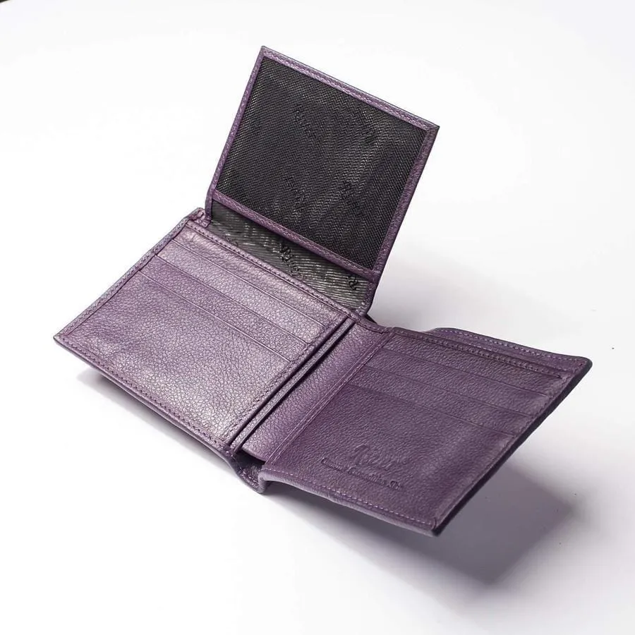 Violet Genuine Crocodile Alligator Hornback Leather Wallet