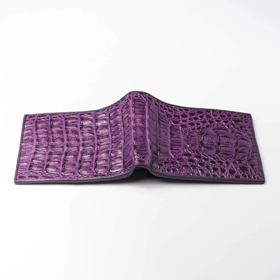 Violet Genuine Crocodile Alligator Hornback Leather Wallet