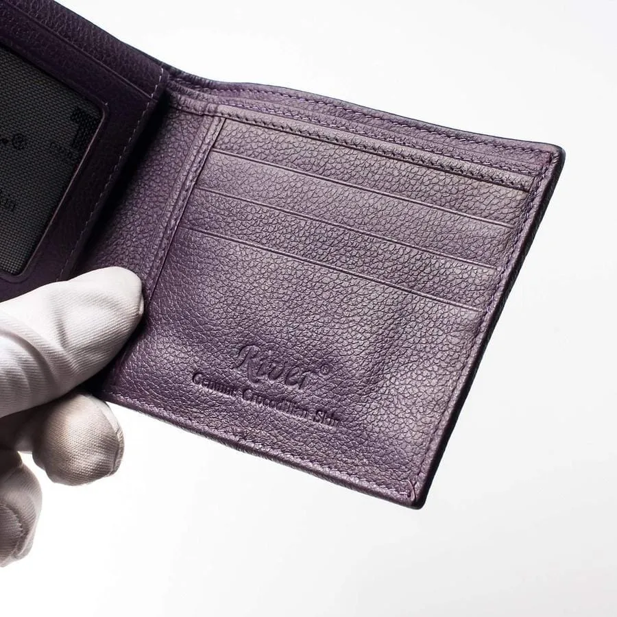 Violet Genuine Crocodile Alligator Hornback Leather Wallet