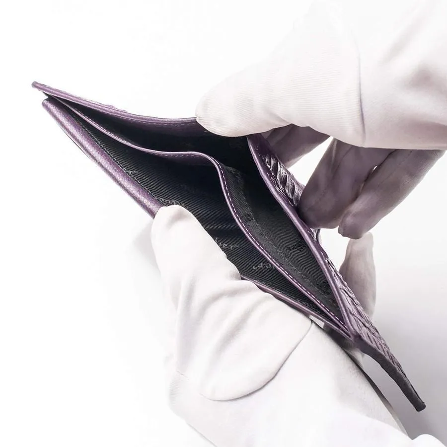 Violet Genuine Crocodile Alligator Hornback Leather Wallet
