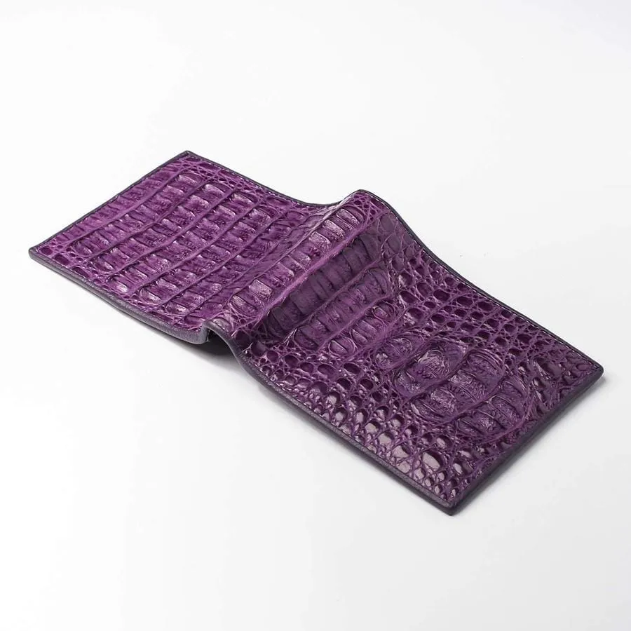 Violet Genuine Crocodile Alligator Hornback Leather Wallet