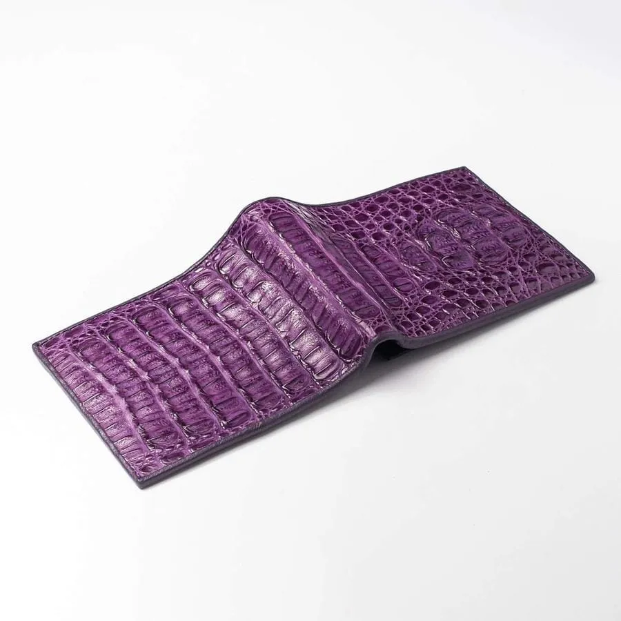 Violet Genuine Crocodile Alligator Hornback Leather Wallet