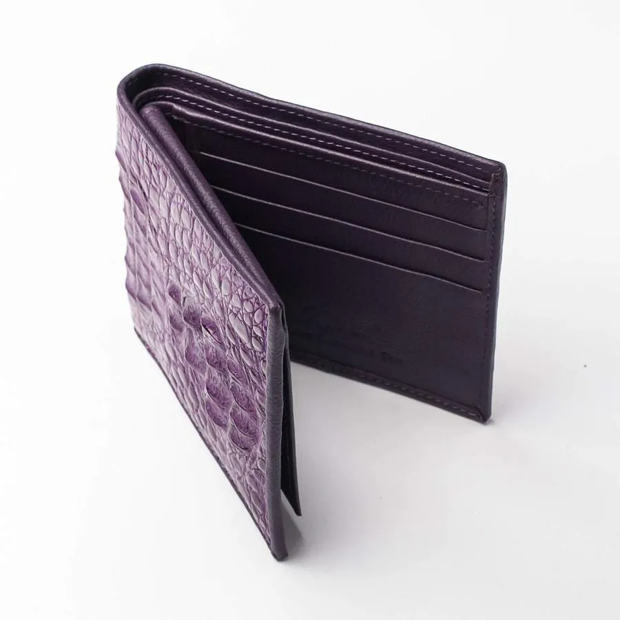 Violet Genuine Crocodile Alligator Hornback Leather Wallet