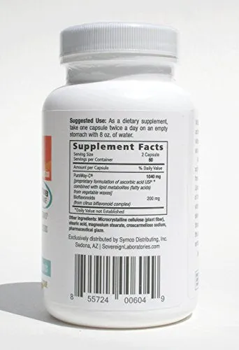 Vitamina liposomal mejorada C – 520mg cápsulas grado farmacéutico – 1500% más biodisponible que otras marcas, 120 unidades