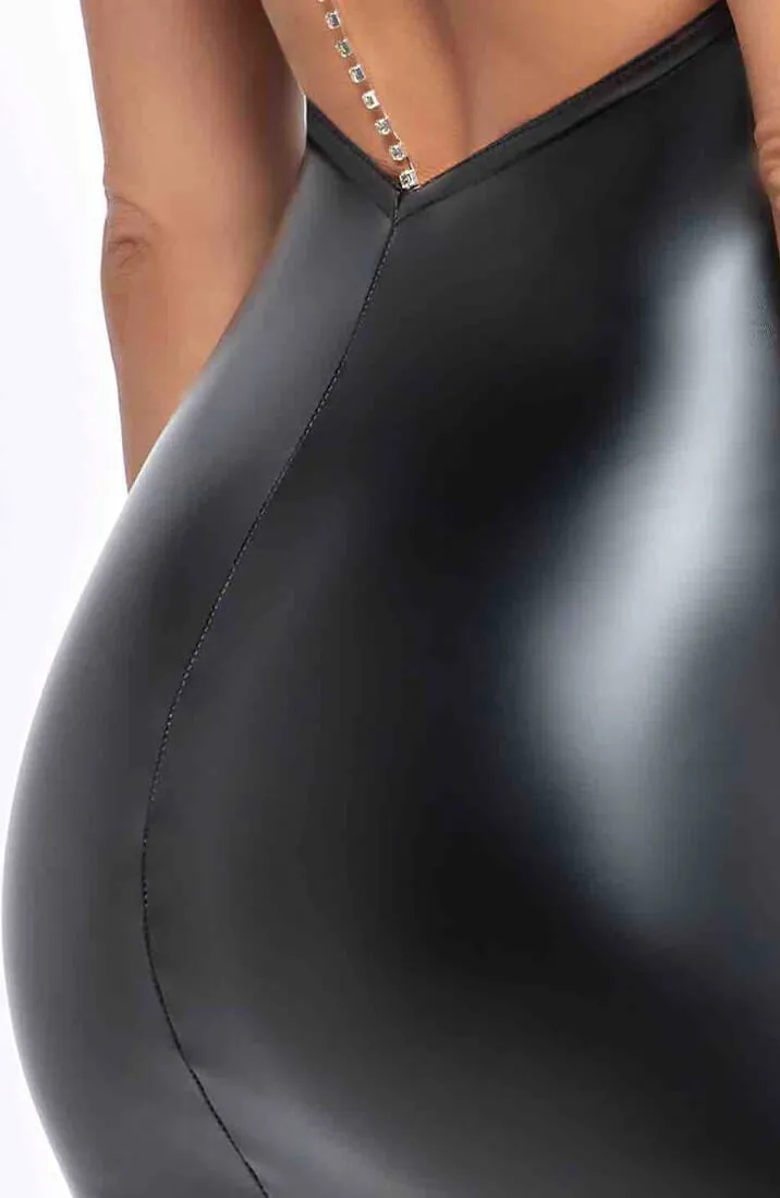 Wet look dress with rhinestone embellishment - Feeling Emotions