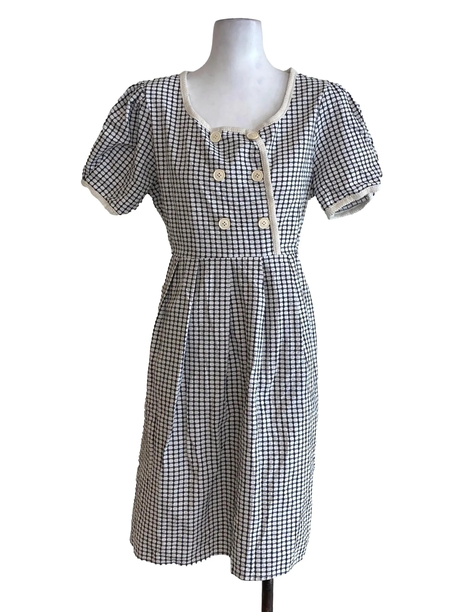White Dot Patterned Empire Dress