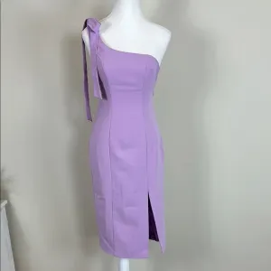 WHITE FOX Lilac One-Shoulder Bow Dress Size XS
