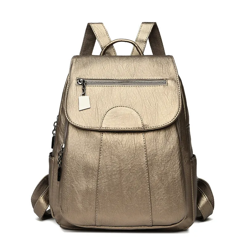 Women's Anti-Theft Leather Backpack