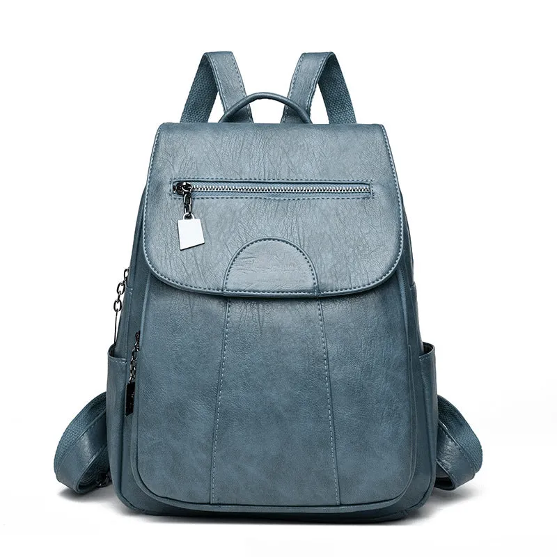 Women's Anti-Theft Leather Backpack