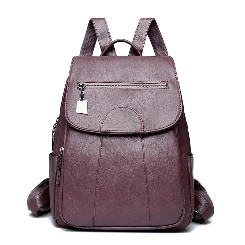 Women's Anti-Theft Leather Backpack