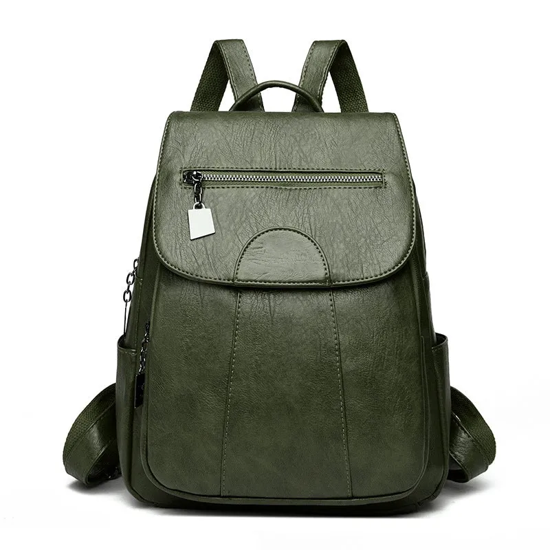 Women's Anti-Theft Leather Backpack