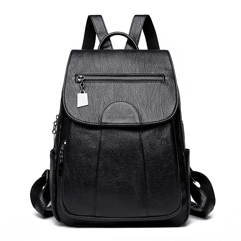 Women's Anti-Theft Leather Backpack