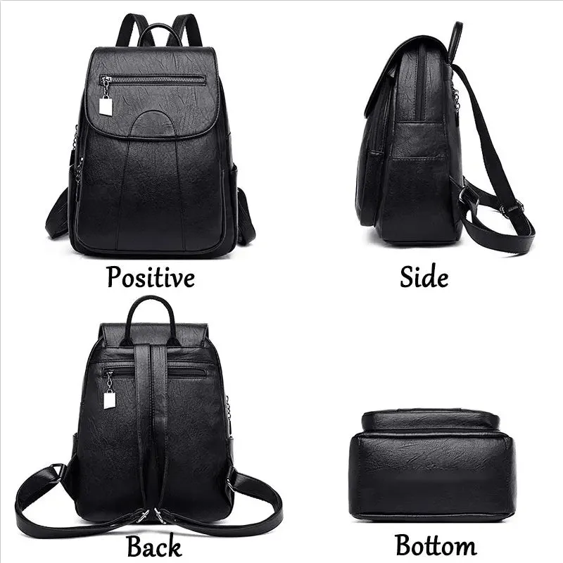 Women's Anti-Theft Leather Backpack