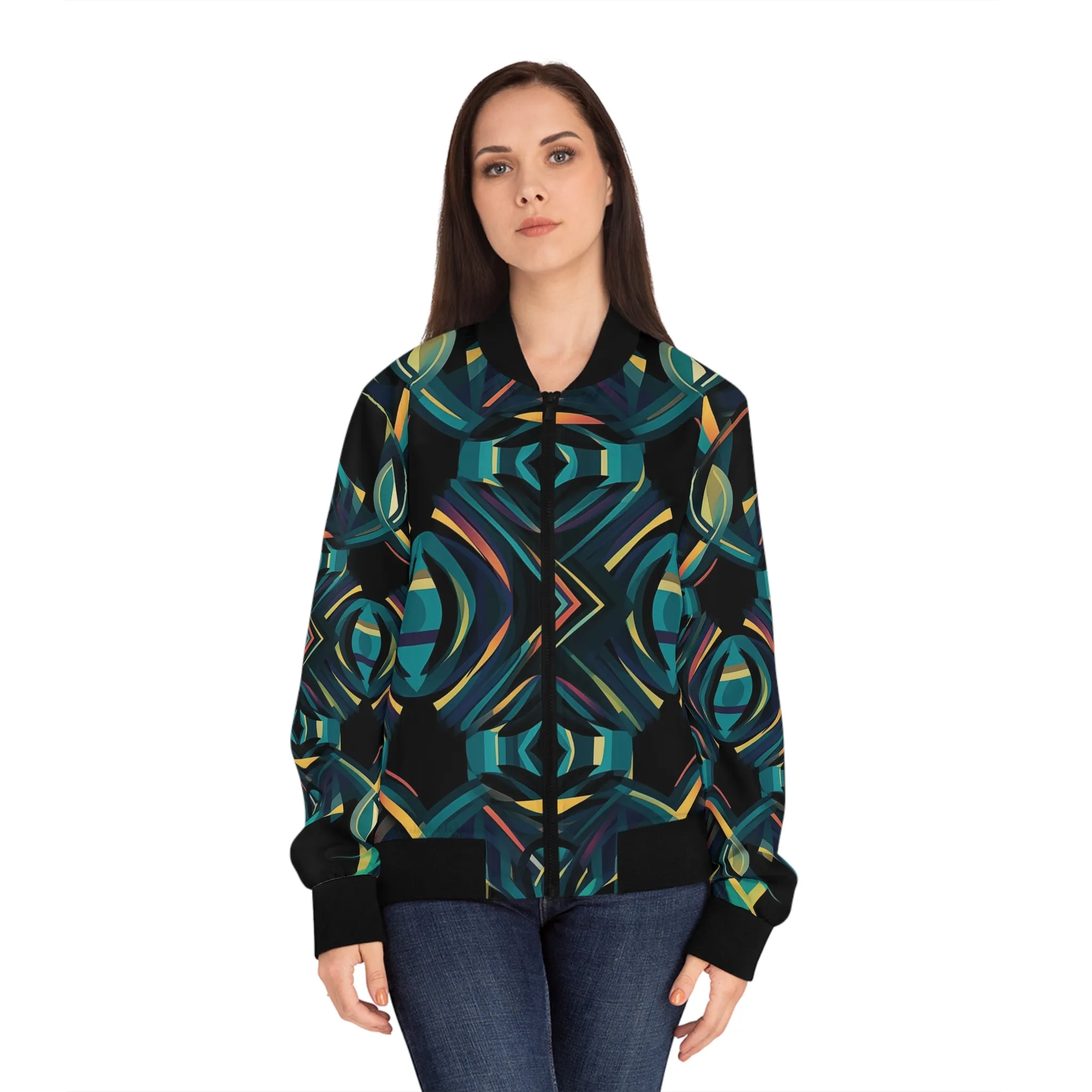 Women's Bomber Jacket - Darth Vader Op Art Vintage