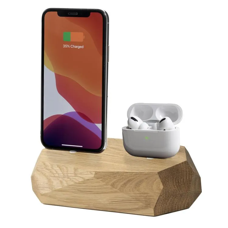 Wood iPhone Dual Charging Dock - Oakywood