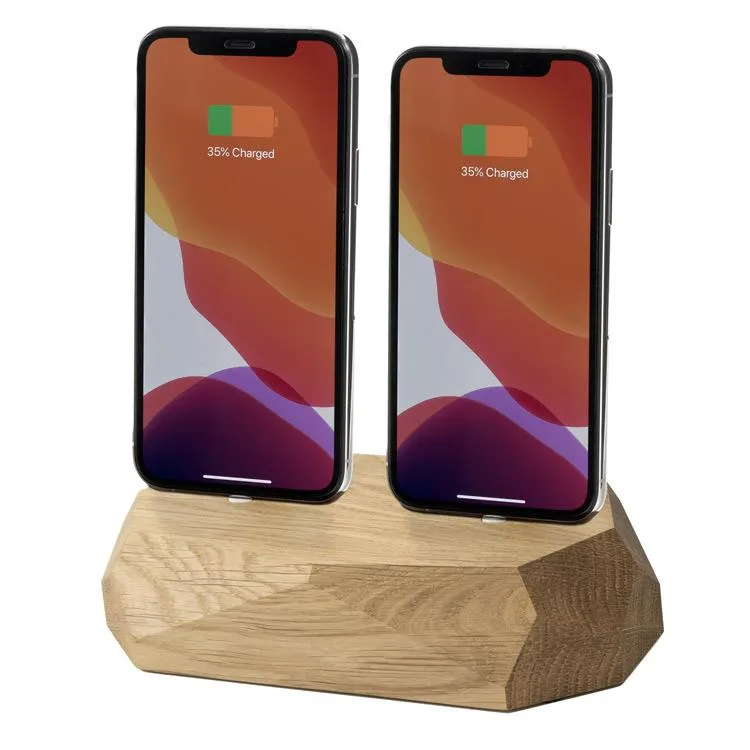 Wood iPhone Dual Charging Dock - Oakywood