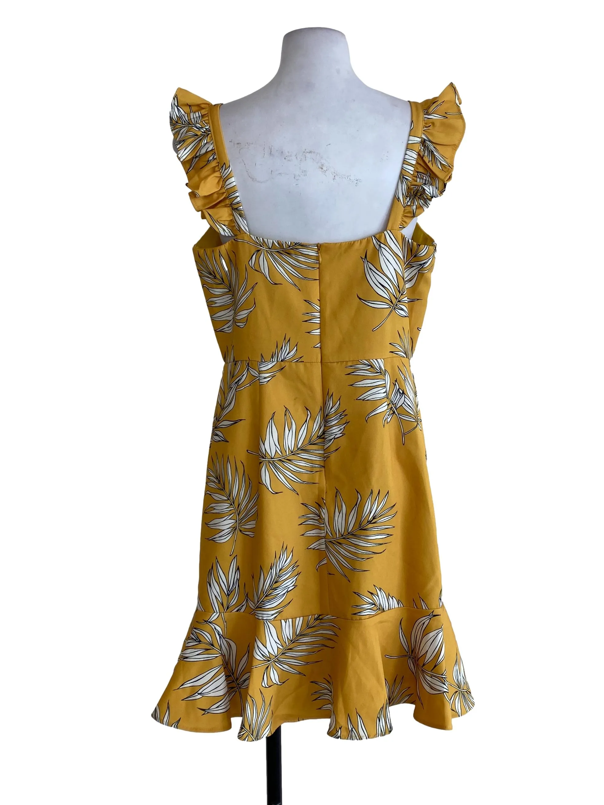Yellow Leaf Patterned Dress