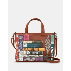 Yoshi Shakespeare Bookworm Brown Brown Leather Grab Bag