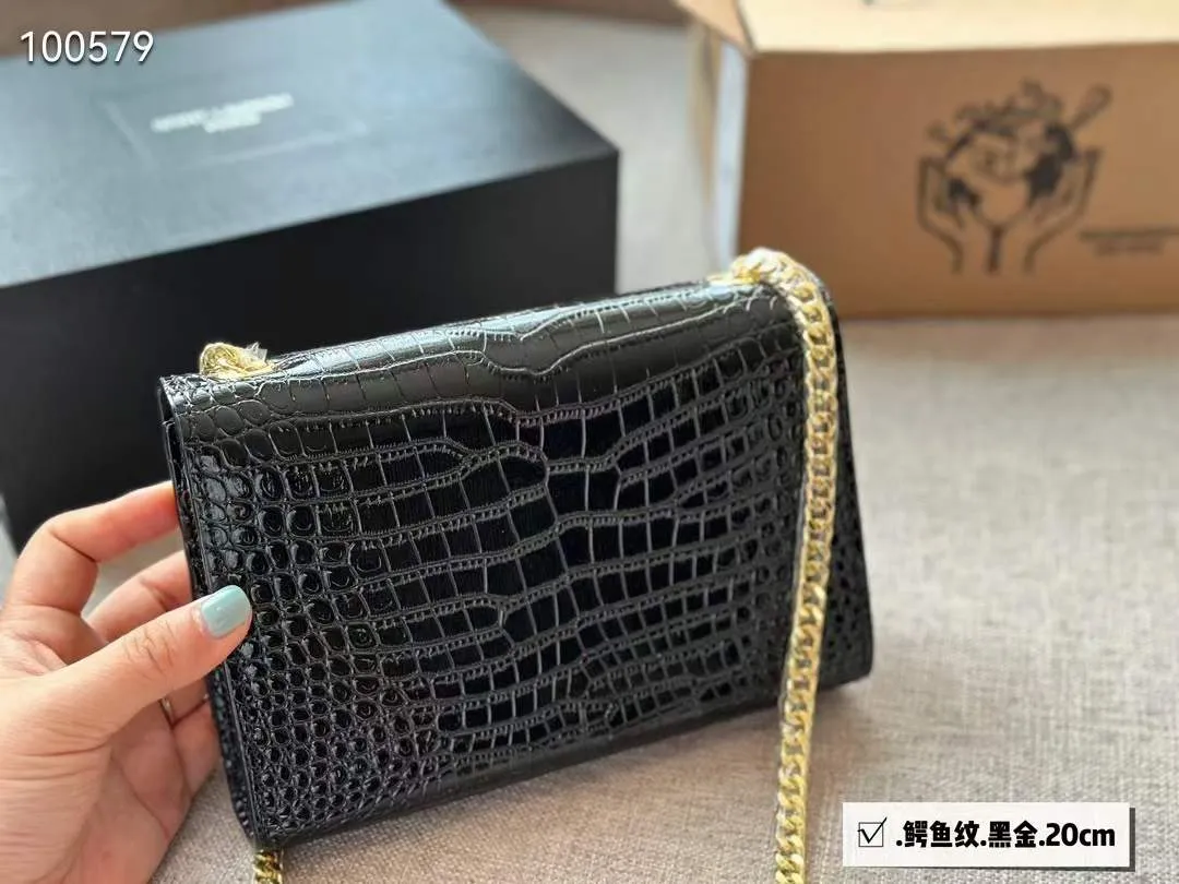 YSL Small Chain Leather Bag (BLACK)