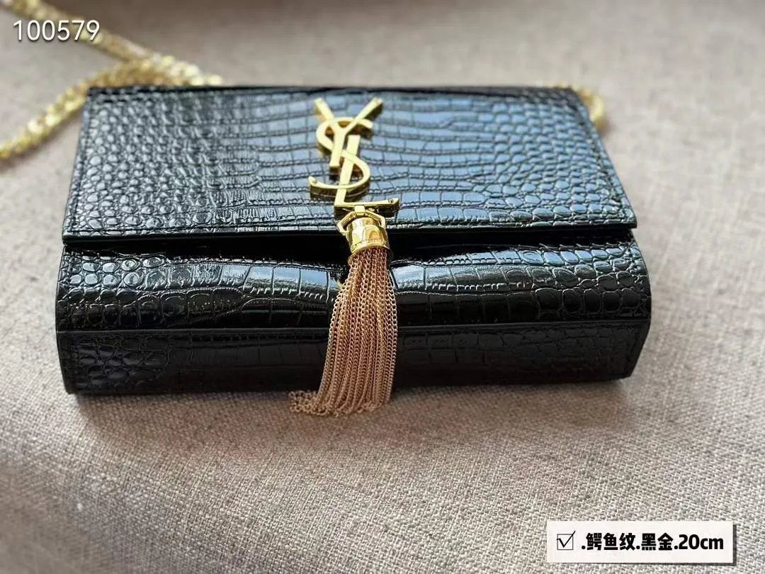 YSL Small Chain Leather Bag (BLACK)
